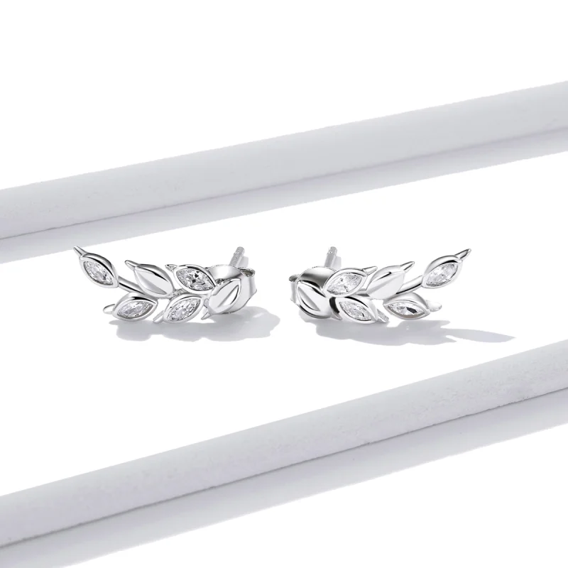 (image for) Pandora Style Silver Shining Wheat Ears Stud Earrings - BSE415 - View 2