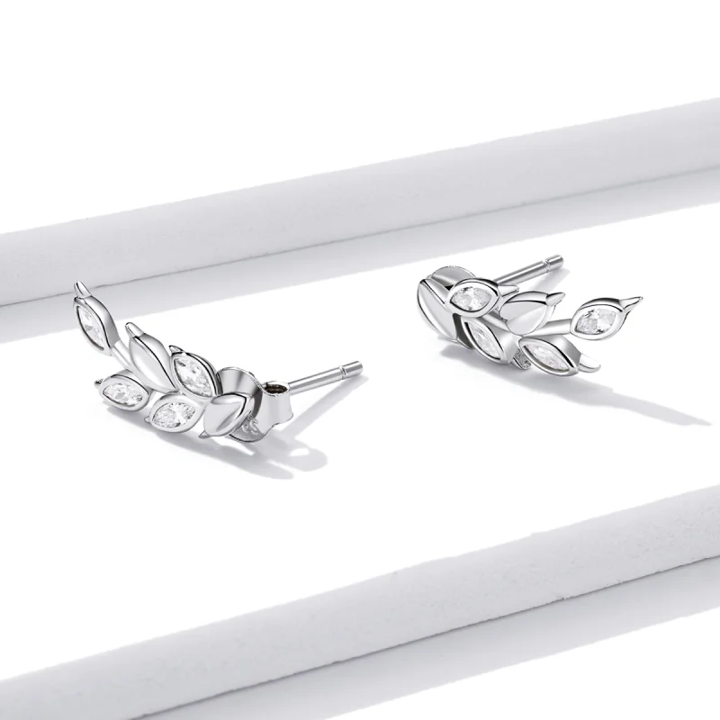 (image for) Pandora Style Silver Shining Wheat Ears Stud Earrings - BSE415 - View 4