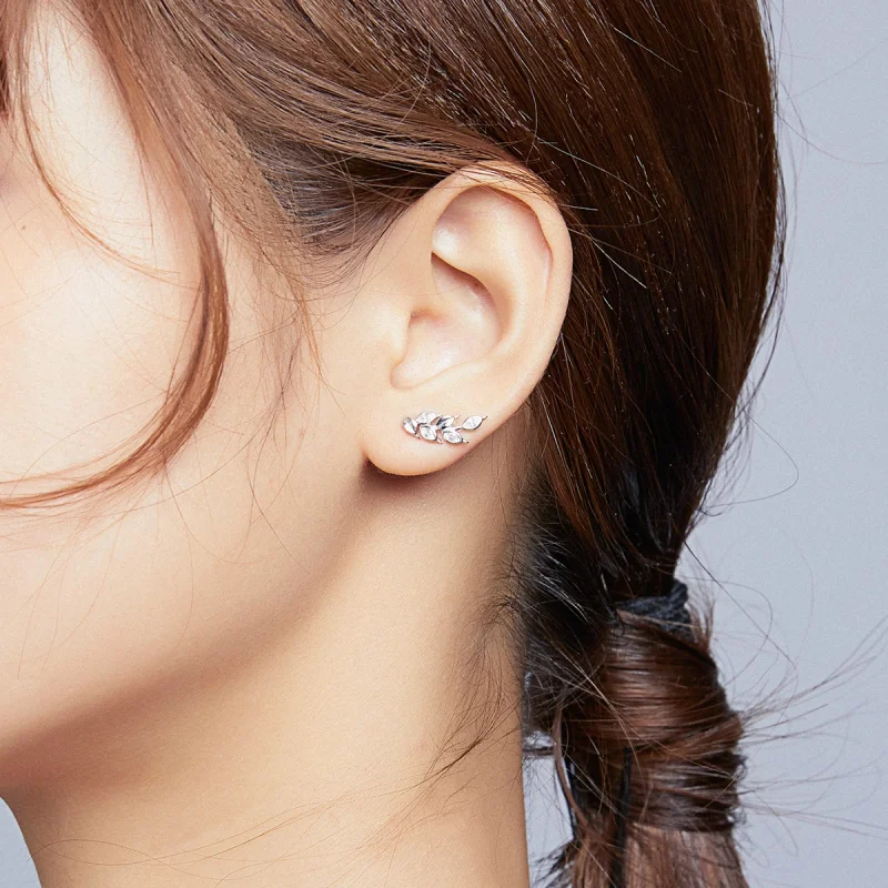 (image for) Pandora Style Silver Shining Wheat Ears Stud Earrings - BSE415 - View 6