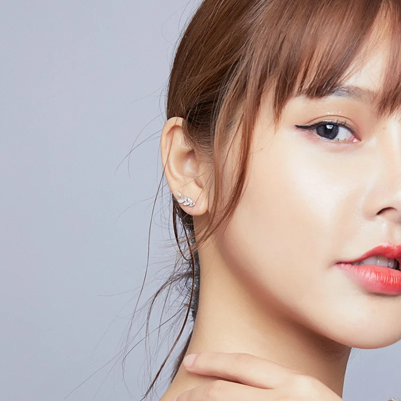 (image for) Pandora Style Silver Shining Wheat Ears Stud Earrings - BSE415 - View 7