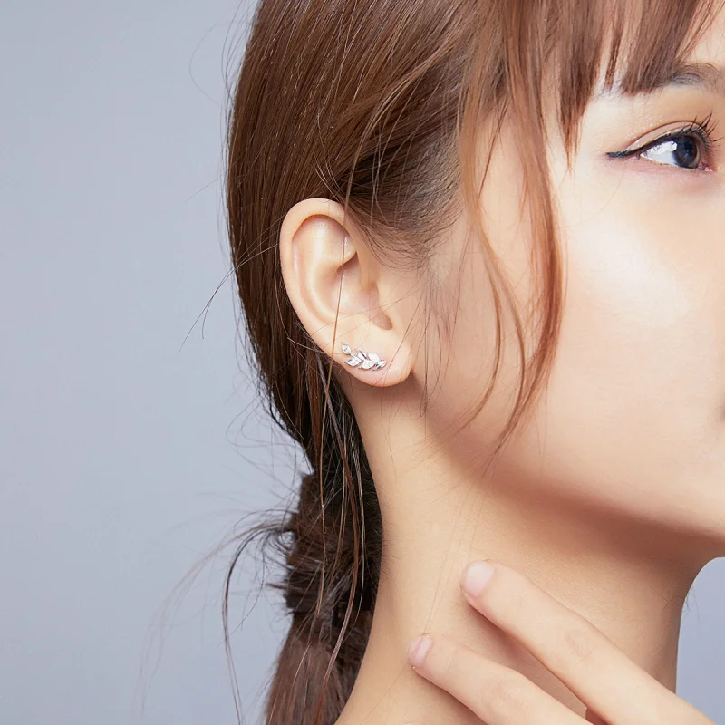 (image for) Pandora Style Silver Shining Wheat Ears Stud Earrings - BSE415 - View 8