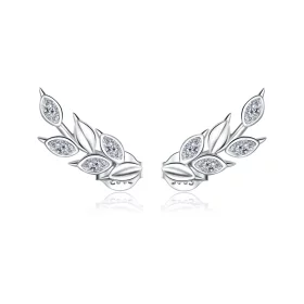 Pandora Style Silver Shining Wheat Ears Stud Earrings - BSE415 Pandora Style Silver Shining Wheat Ears Stud Earrings - BSE415