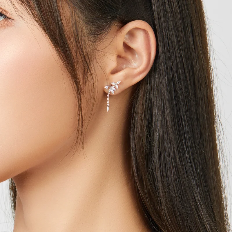 (image for) Pandora Style Silver Shiny Flower Dangle Earrings - BSE350 - View 8