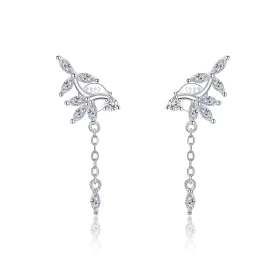 Pandora Style Silver Shiny Flower Dangle Earrings - BSE350 Pandora Style Silver Shiny Flower Dangle Earrings - BSE350
