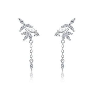 (image for) Pandora Style Silver Shiny Flower Dangle Earrings - BSE350