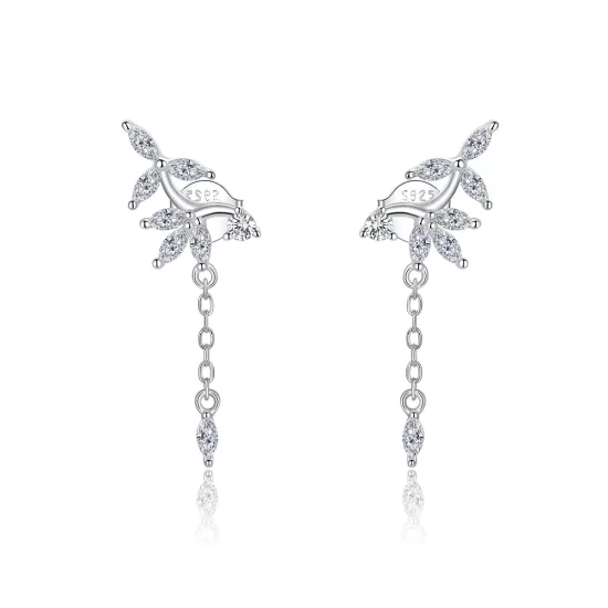 Pandora Style Silver Shiny Flower Dangle Earrings - BSE350