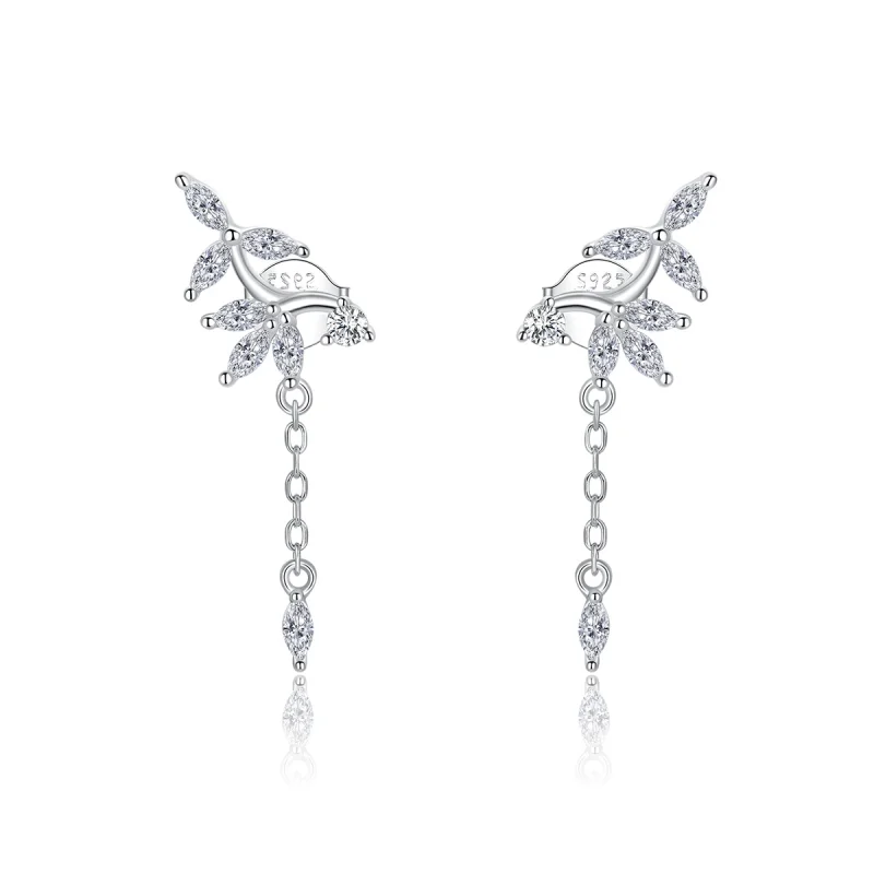 (image for) Pandora Style Silver Shiny Flower Dangle Earrings - BSE350 - Product Image