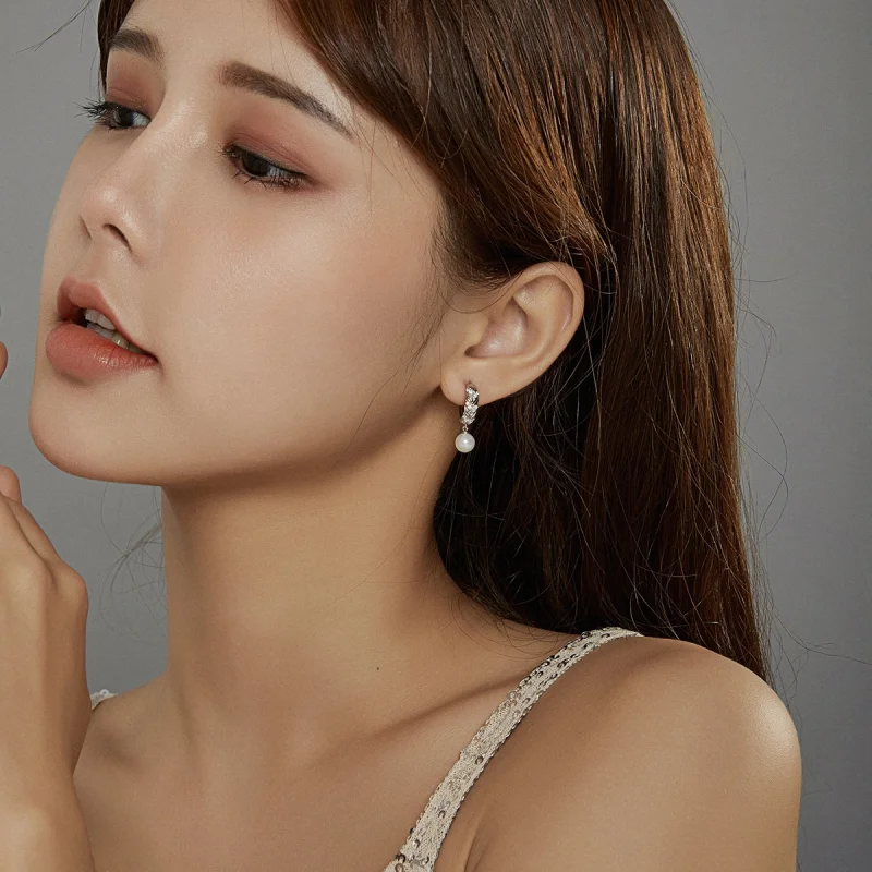 (image for) Pandora Style Silver Shiny Wheat Dangle Earrings - BSE446 - View 7