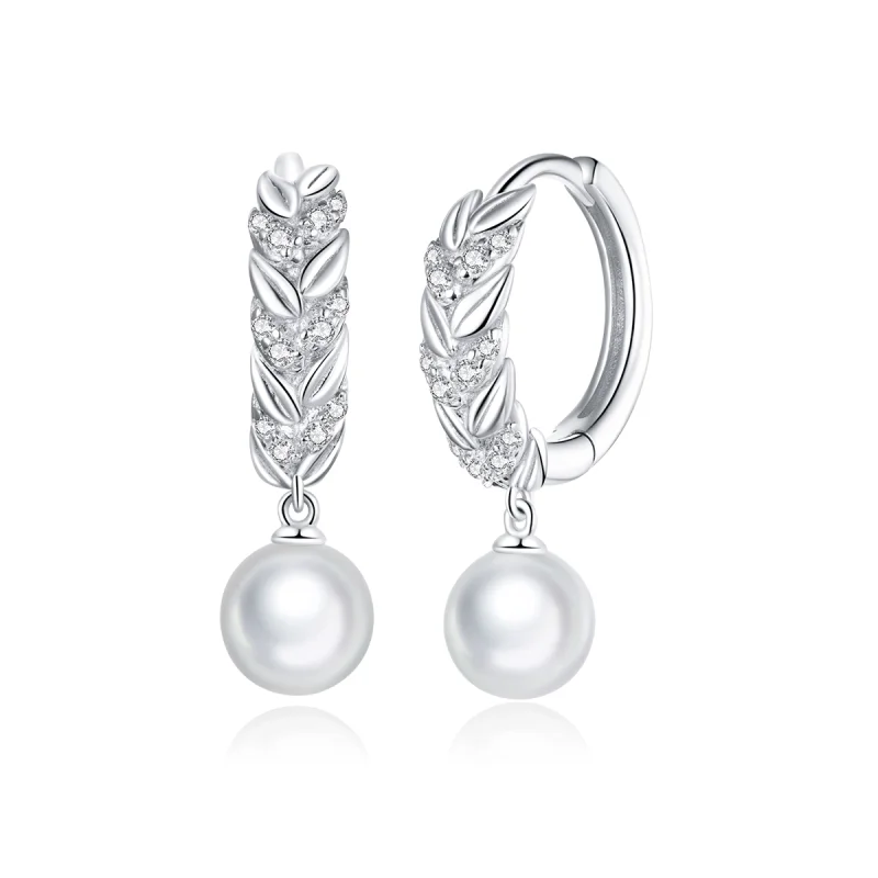 (image for) Pandora Style Silver Shiny Wheat Dangle Earrings - BSE446 - Product Image