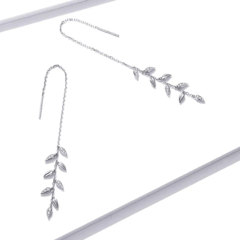 (image for) Pandora Style Silver Shiny Wheat Dangle Earrings - BSE447 - View 3