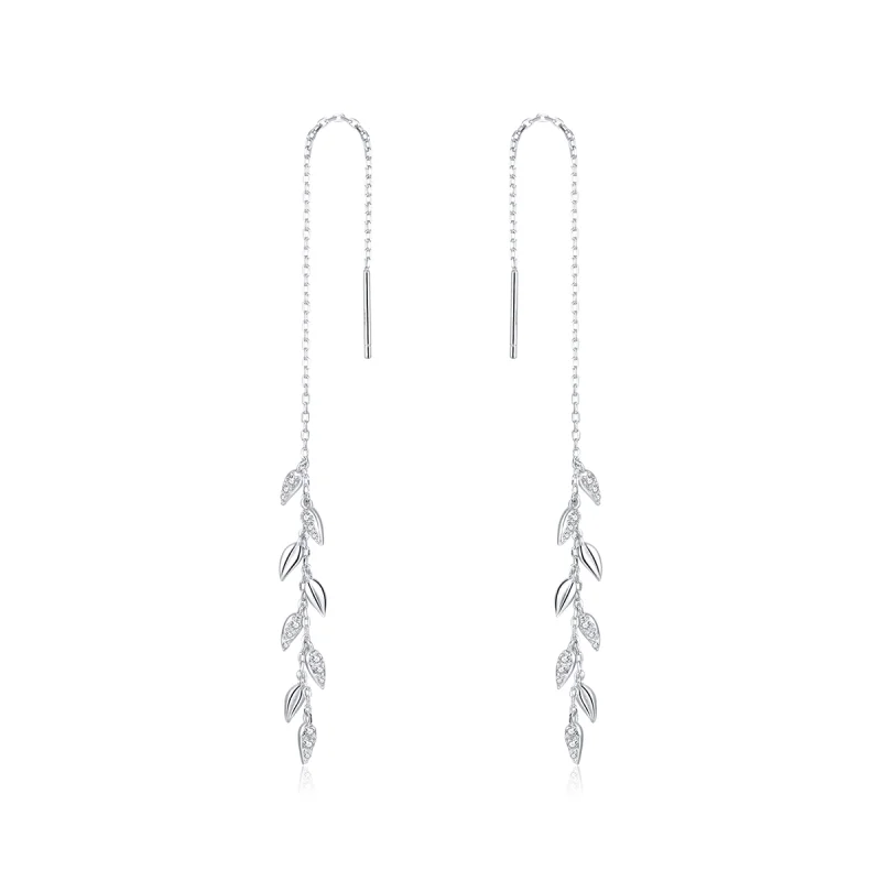 (image for) Pandora Style Silver Shiny Wheat Dangle Earrings - BSE447 - Product Image