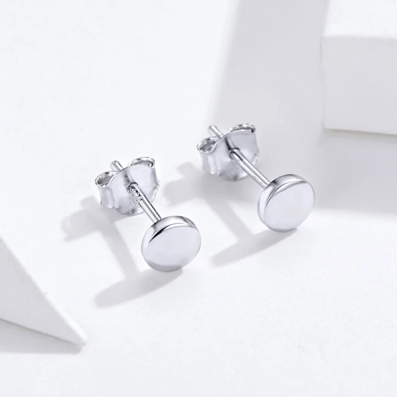 (image for) Pandora Style Silver Simple Bean Stud Earrings - SCE705-A - View 5
