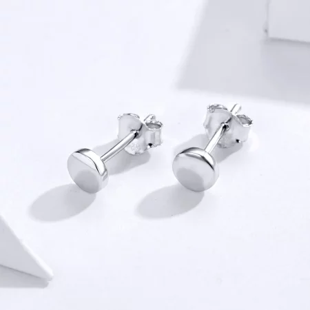 Pandora Style Silver Simple Bean Stud Earrings - SCE705-A