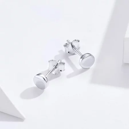 Pandora Style Silver Simple Bean Stud Earrings - SCE705-A