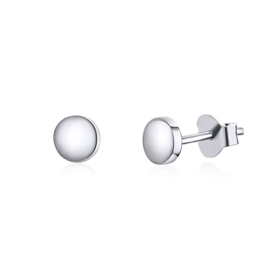 Pandora Style Silver Simple Bean Stud Earrings - SCE705-A