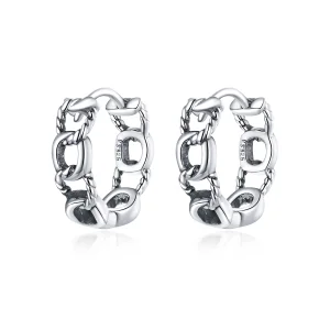 (image for) Pandora Style Silver Simple Chain Hoop Earrings - SCE960