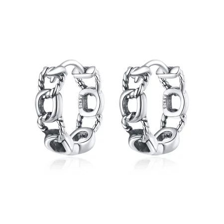 Pandora Style Silver Simple Chain Hoop Earrings - SCE960