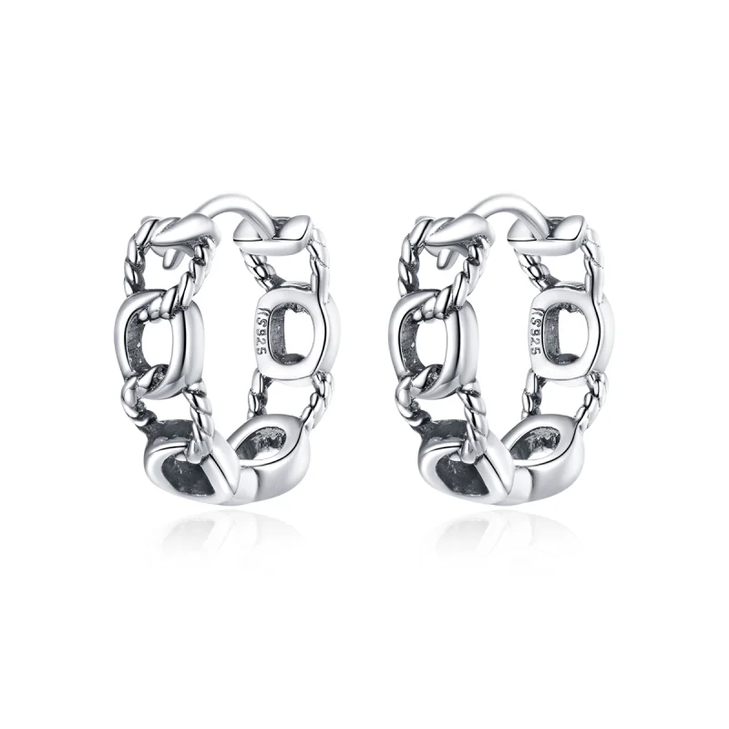 (image for) Pandora Style Silver Simple Chain Hoop Earrings - SCE960 - Product Image