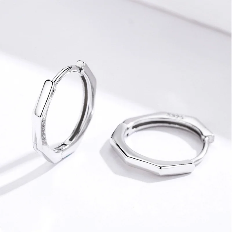 (image for) Pandora Style Silver Simple Earrings Hoop Earrings - SCE622 - View 2