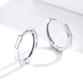Pandora Style Silver Simple Earrings Hoop Earrings - SCE622 Pandora Style Silver Simple Earrings Hoop Earrings - SCE622