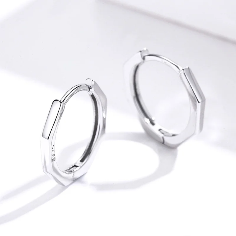 (image for) Pandora Style Silver Simple Earrings Hoop Earrings - SCE622 - View 3