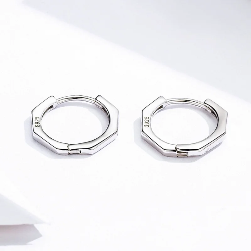 (image for) Pandora Style Silver Simple Earrings Hoop Earrings - SCE622 - View 5