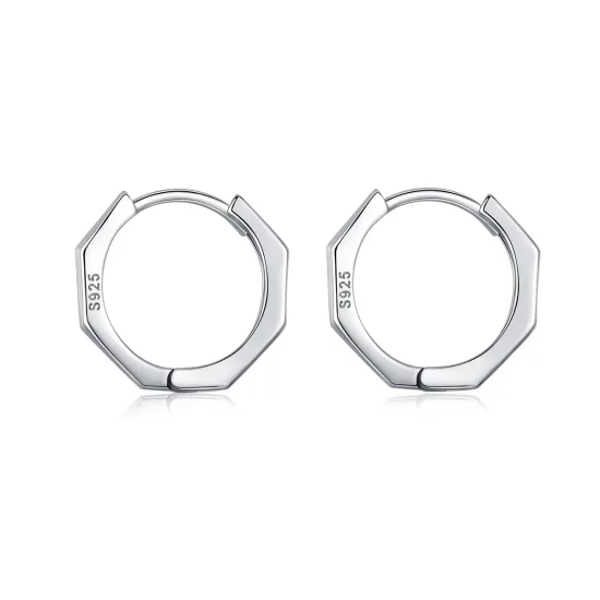 Pandora Style Silver Simple Earrings Hoop Earrings - SCE622