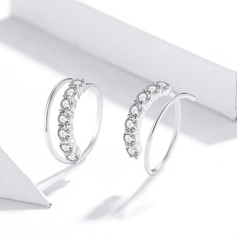 (image for) Pandora Style Silver Simple Geometry Hoop Earrings - SCE931 - View 2