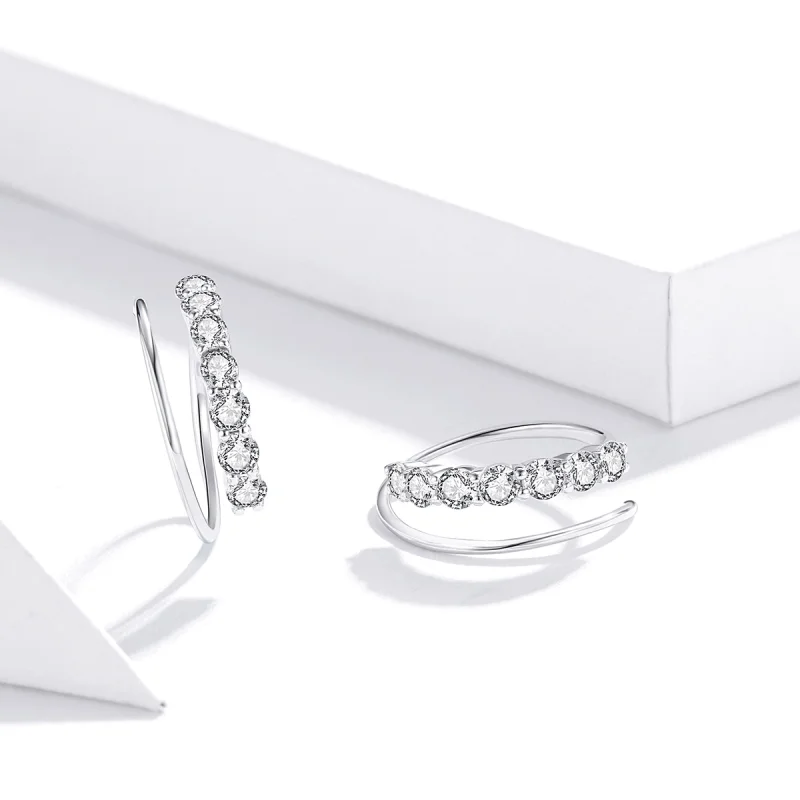 (image for) Pandora Style Silver Simple Geometry Hoop Earrings - SCE931 - View 3