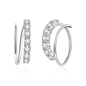 (image for) Pandora Style Silver Simple Geometry Hoop Earrings - SCE931