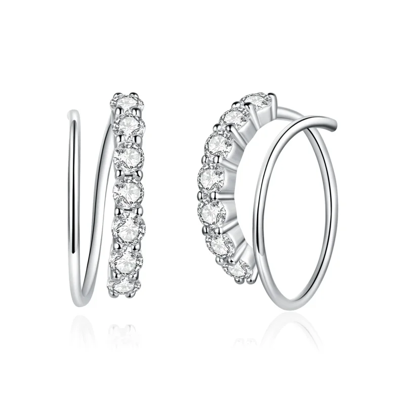 (image for) Pandora Style Silver Simple Geometry Hoop Earrings - SCE931 - Product Image