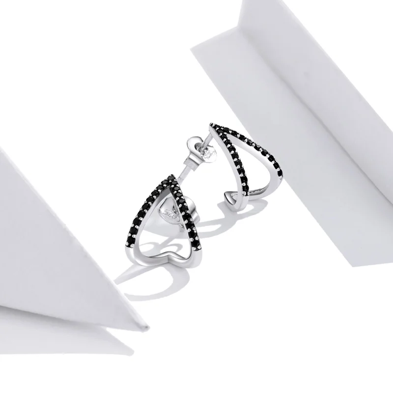 (image for) Pandora Style Silver Simple Geometry Stud Earrings - SCE924 - View 3