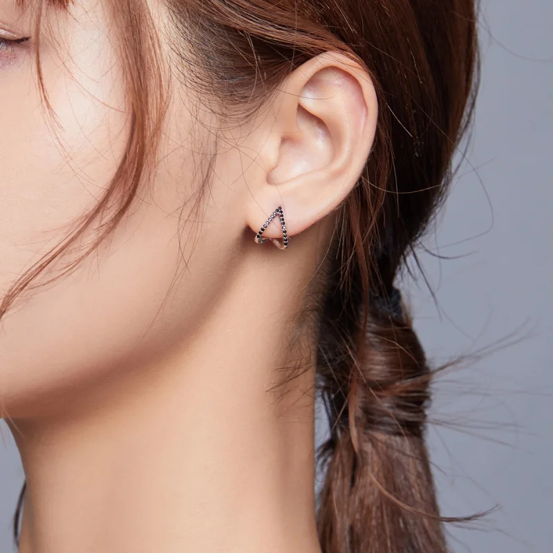 (image for) Pandora Style Silver Simple Geometry Stud Earrings - SCE924 - View 6