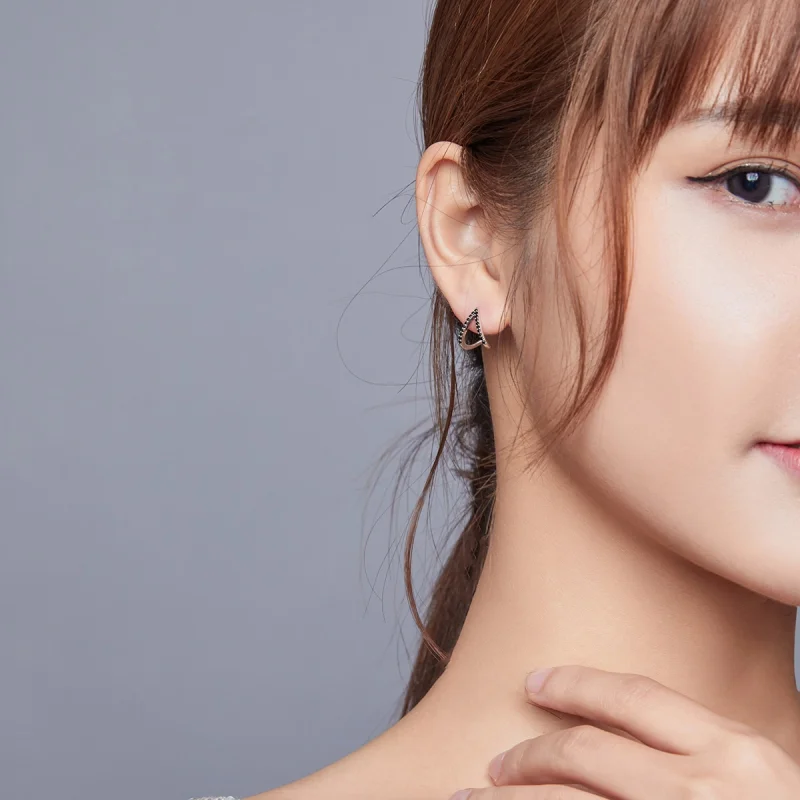 (image for) Pandora Style Silver Simple Geometry Stud Earrings - SCE924 - View 7