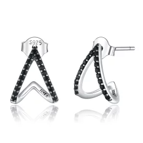 Pandora Style Silver Simple Geometry Stud Earrings - SCE924
