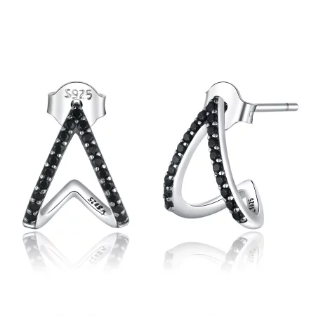 Pandora Style Silver Simple Geometry Stud Earrings - SCE924