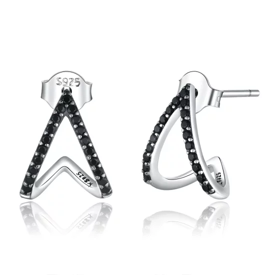Pandora Style Silver Simple Geometry Stud Earrings - SCE924