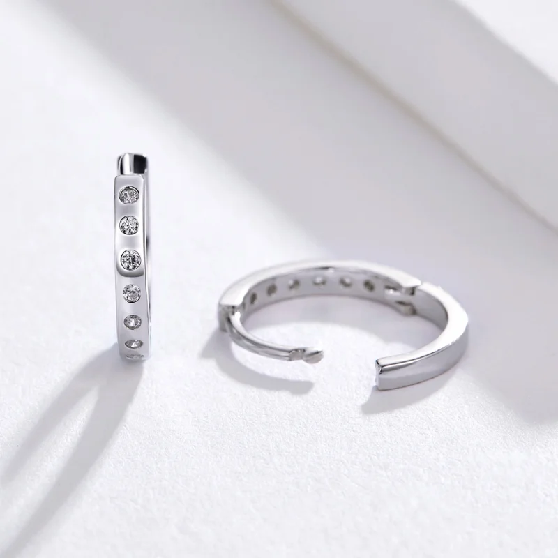 (image for) Pandora Style Silver Simple Hoop Earrings - BSE101 - View 5