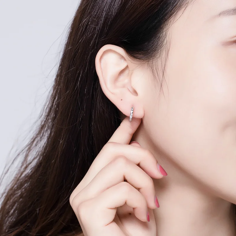 (image for) Pandora Style Silver Simple Hoop Earrings - BSE101 - View 6