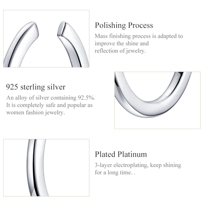 (image for) Pandora Style Silver Simple Hoop Earrings - SCE647 - View 3