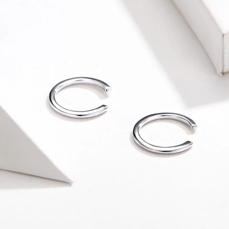 (image for) Pandora Style Silver Simple Hoop Earrings - SCE647 - View 2