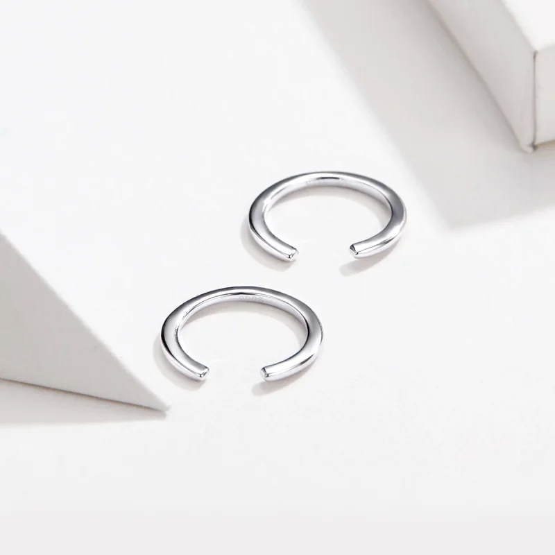 (image for) Pandora Style Silver Simple Hoop Earrings - SCE647 - View 4