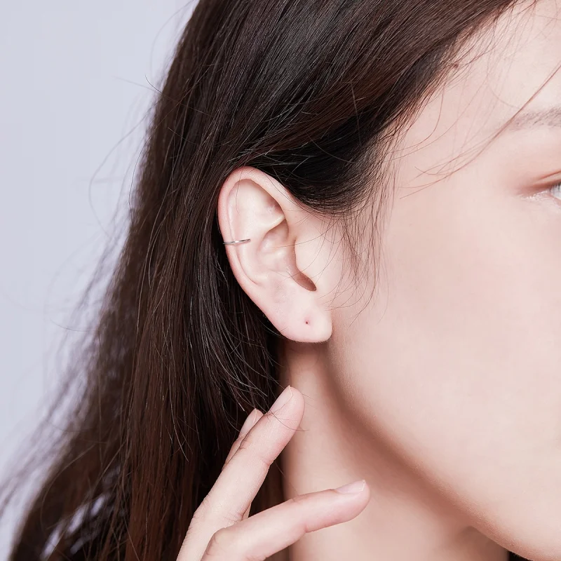 (image for) Pandora Style Silver Simple Hoop Earrings - SCE647 - View 5