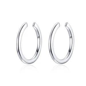 (image for) Pandora Style Silver Simple Hoop Earrings - SCE647