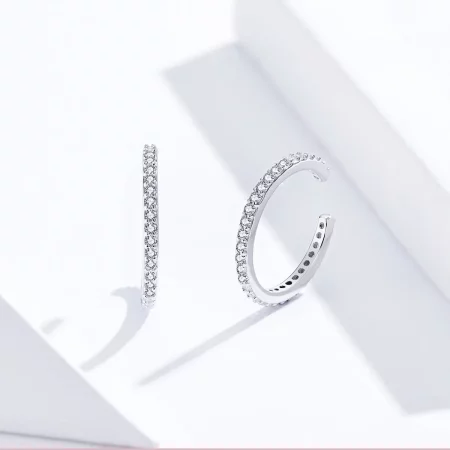 Pandora Style Silver Simple Hoop Earrings - SCE842