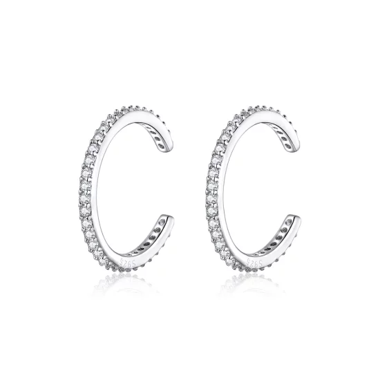 Pandora Style Silver Simple Hoop Earrings - SCE842