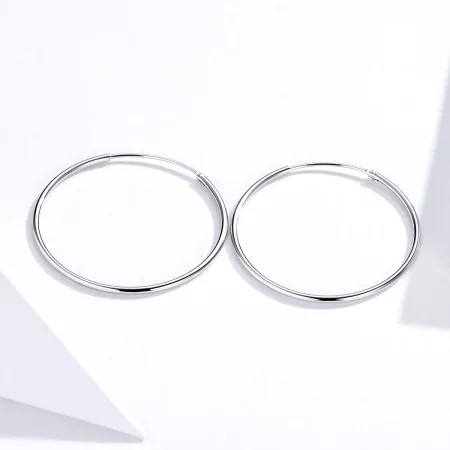 Pandora Style Silver Simple Line Hoop Earrings - SCE710