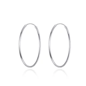Pandora Style Silver Simple Line Hoop Earrings - SCE710