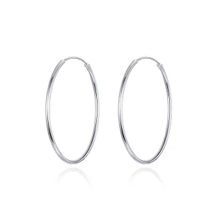 (image for) Pandora Style Silver Simple Line Hoop Earrings - SCE710