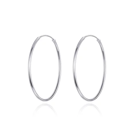 Pandora Style Silver Simple Line Hoop Earrings - SCE710 Pandora Style Silver Simple Line Hoop Earrings - SCE710